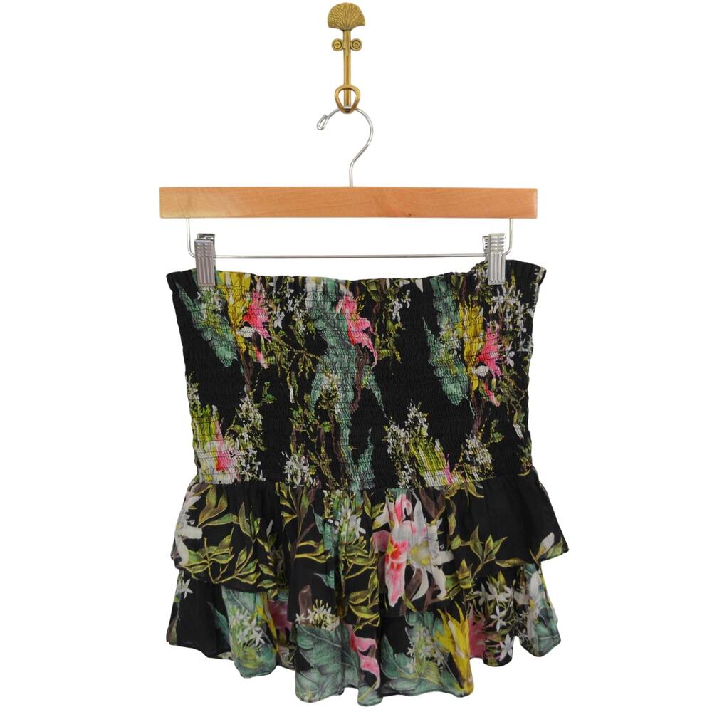 Isabel Marant Naomi Floral Cotton Smocked Mini Skirt